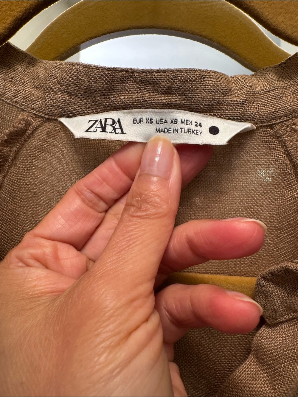 ZARA Tan 100% Linen Midi Shirt Dress - Picture 7 of 12